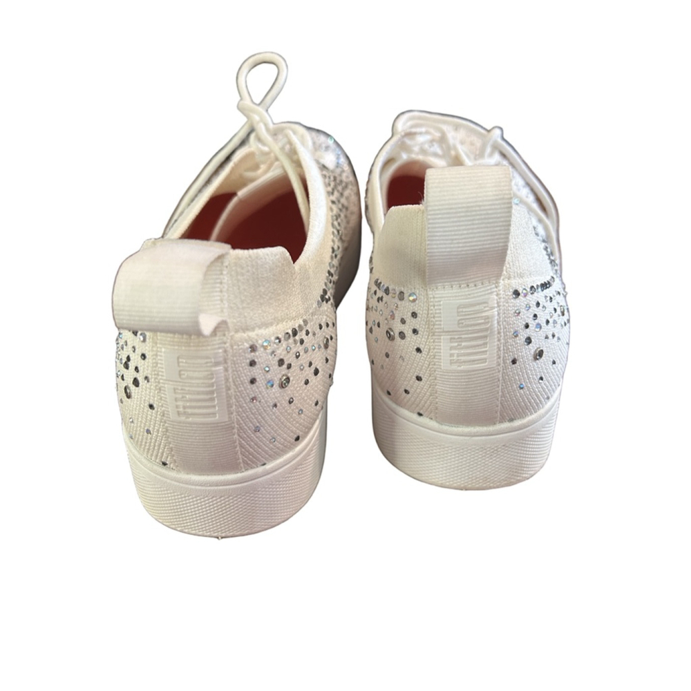 Women's FitFlop White Silver Crystal Sneakers Size 10 - Picture 4 of 5